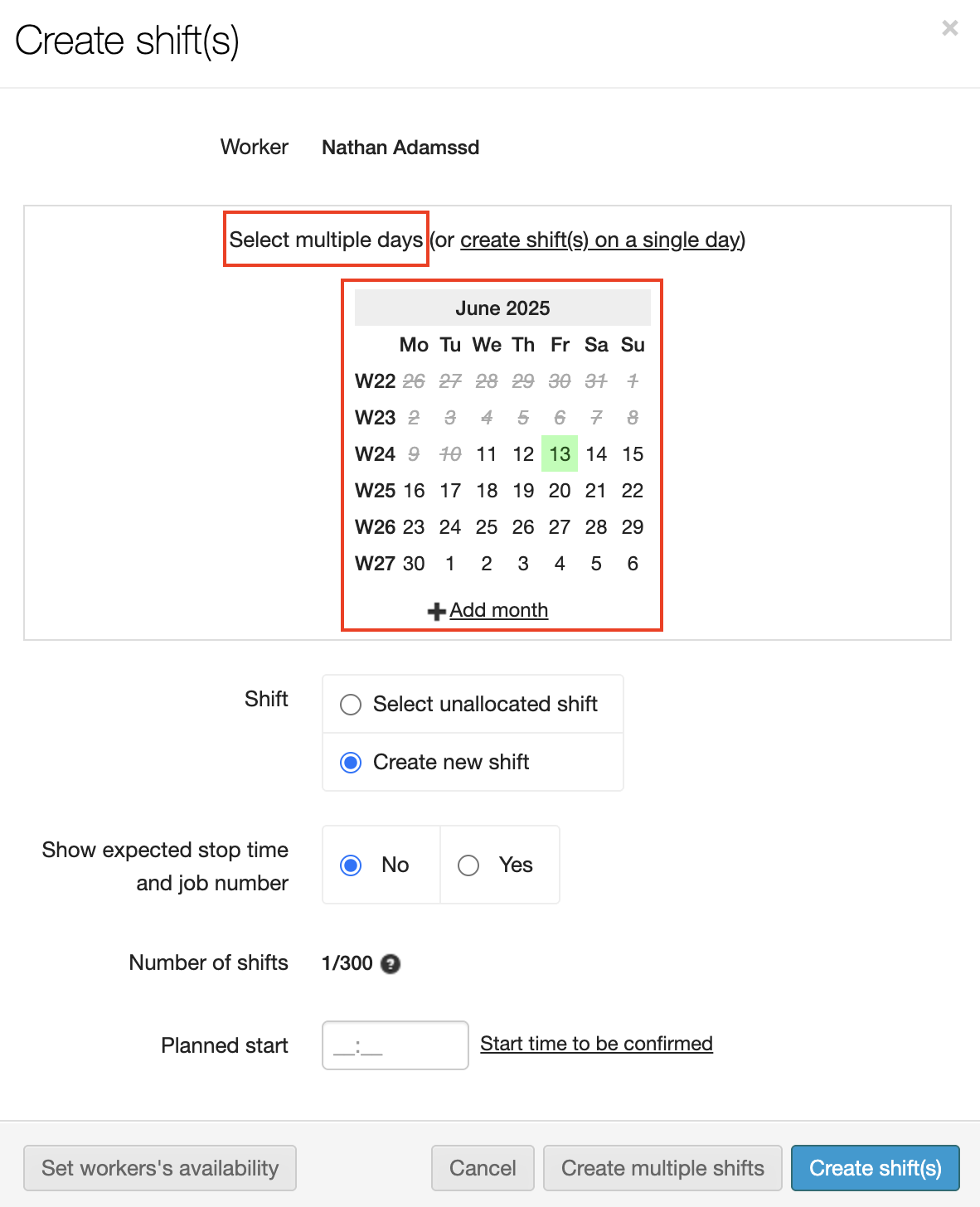 add a booking or create a shift shift allocation planning 3