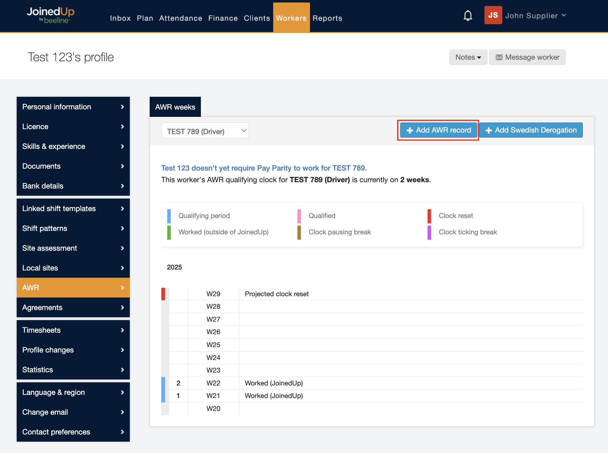 adding awr record to workers profiles 1