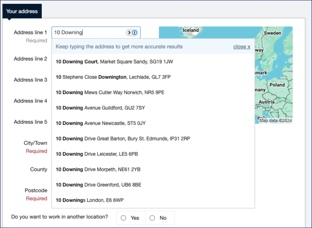 address line 1 enhancement