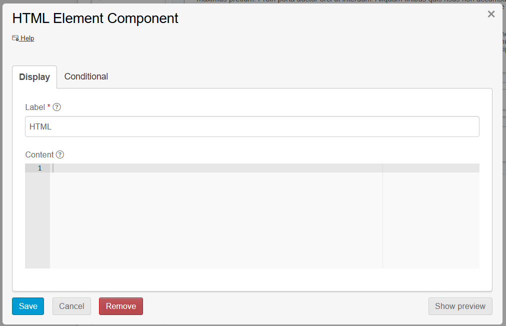 HTML Element in a form