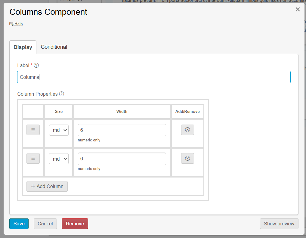Columns on mobile view