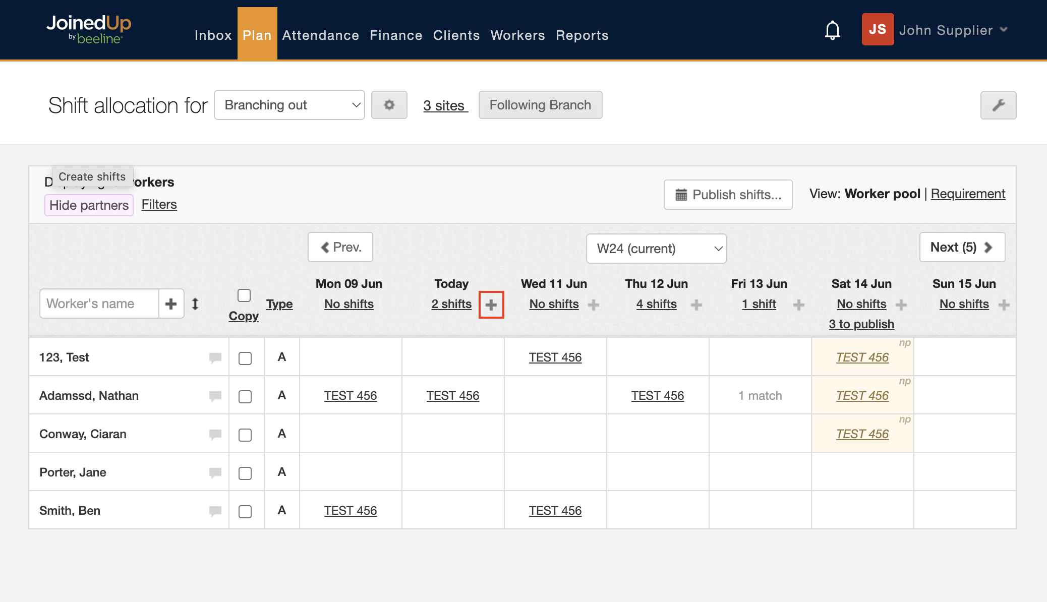 booking creating shifts 1