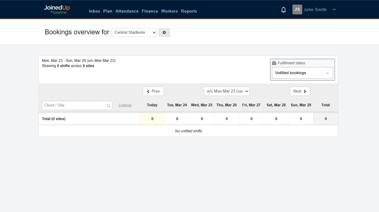 Bookings Overview dashboard
