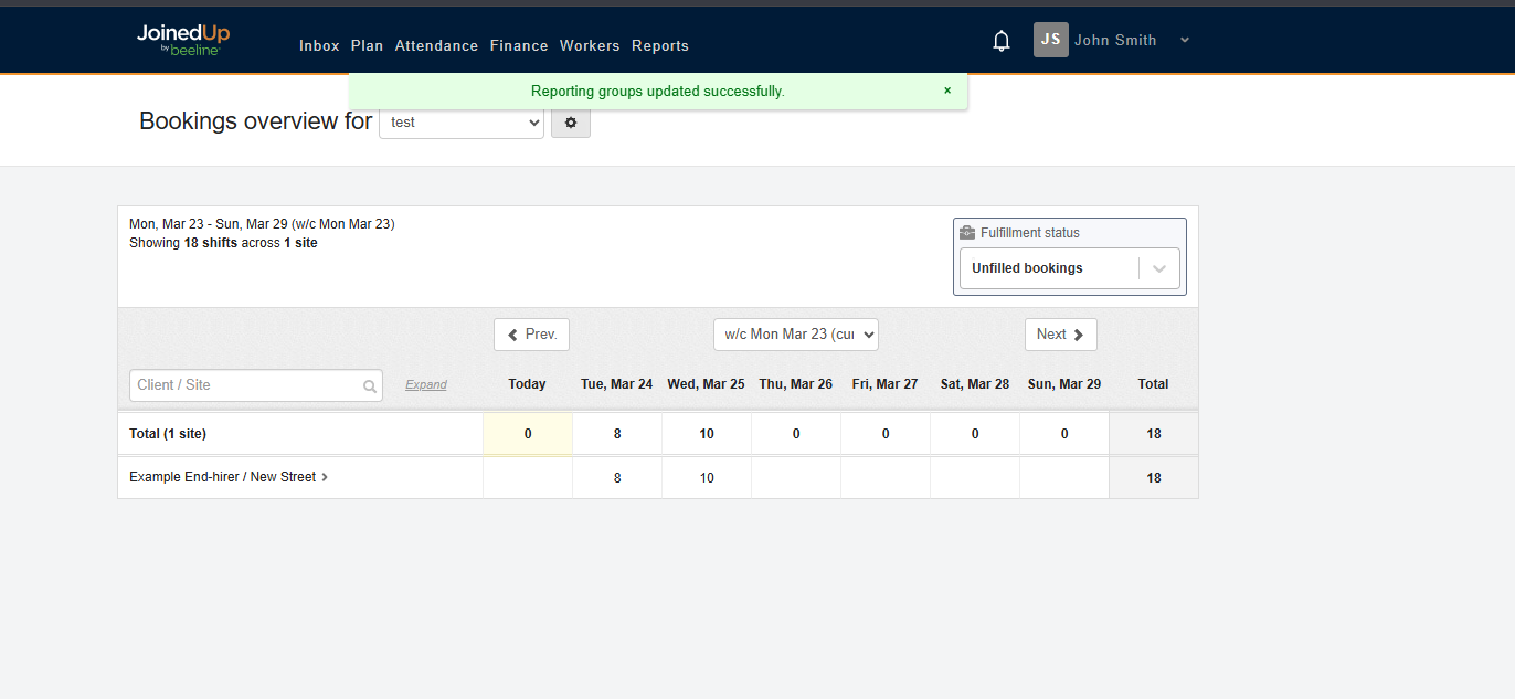 Green success confirmation message