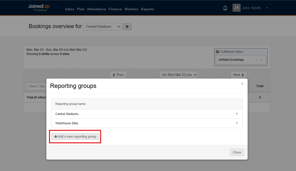 New reporting group form