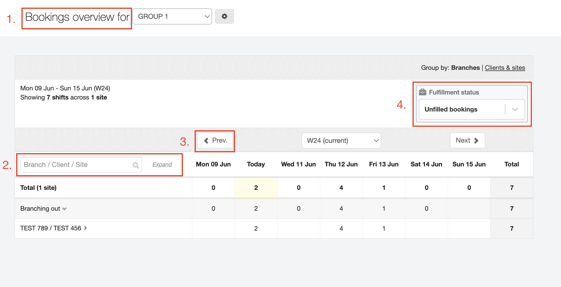 bookings overview screen 2