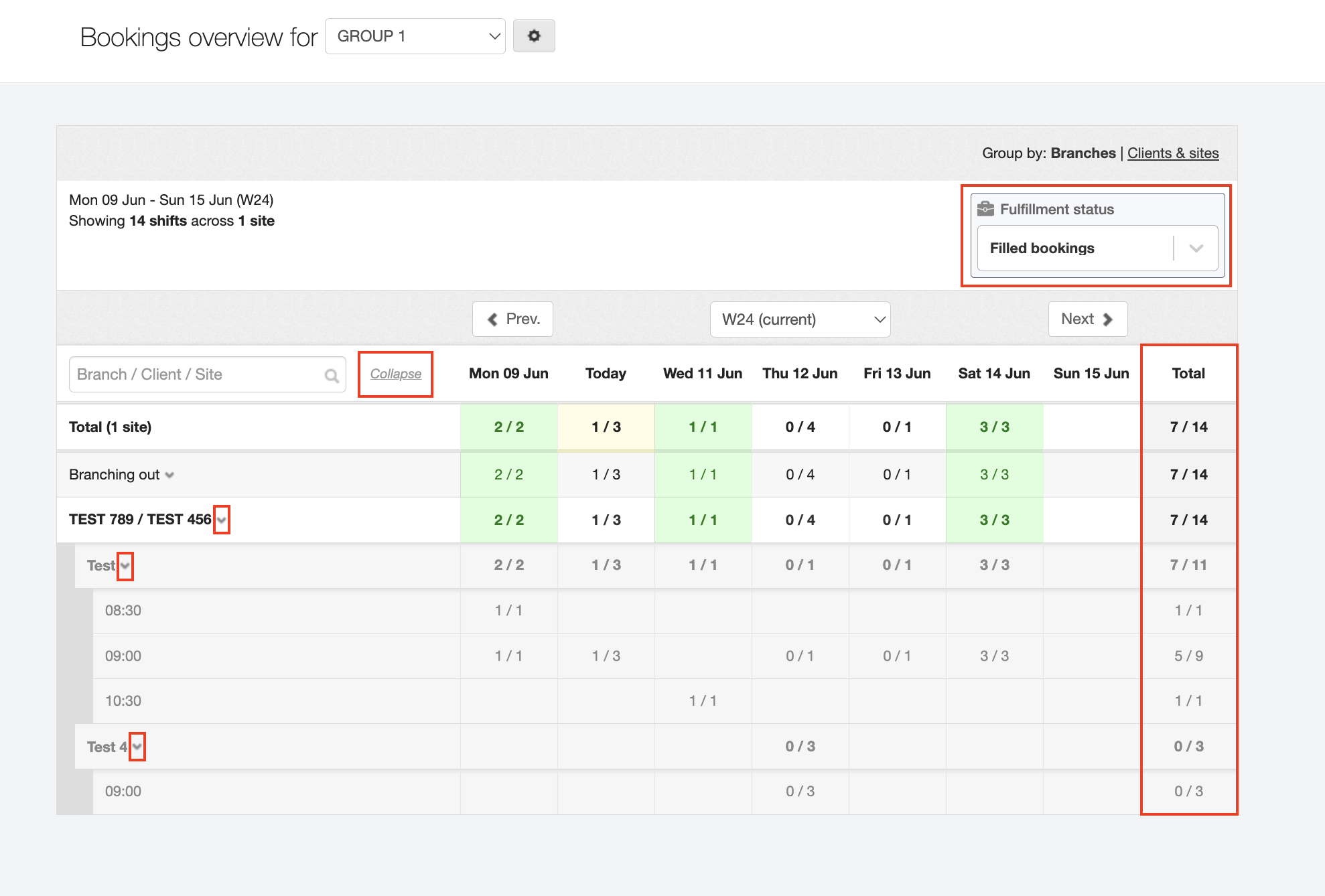 bookings overview screen 3