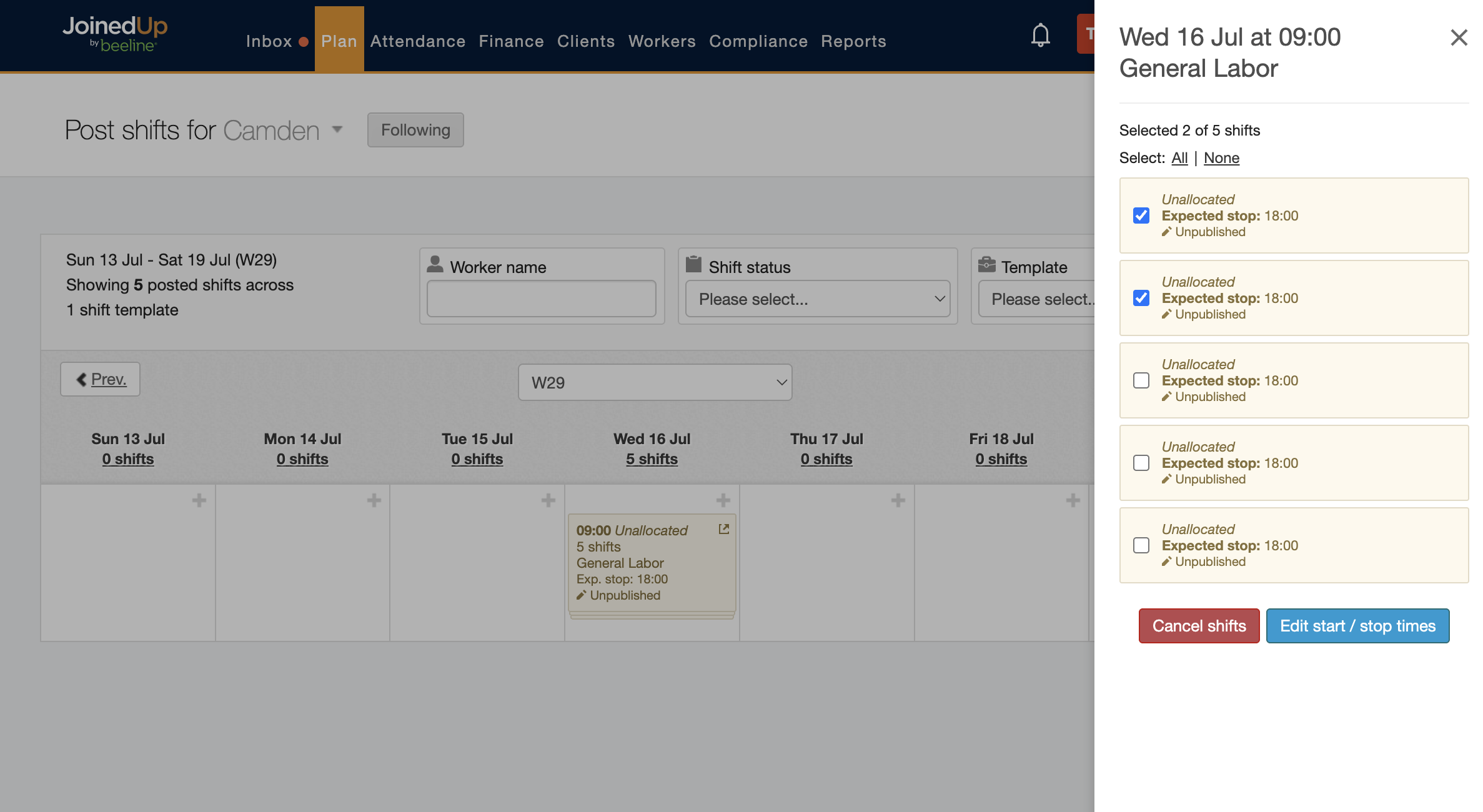 cancelling multiple unallocated shifts 2