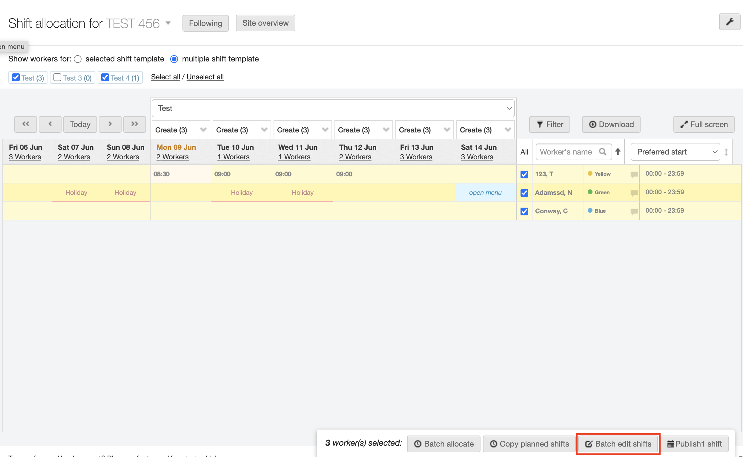 change multiple planned start times 2