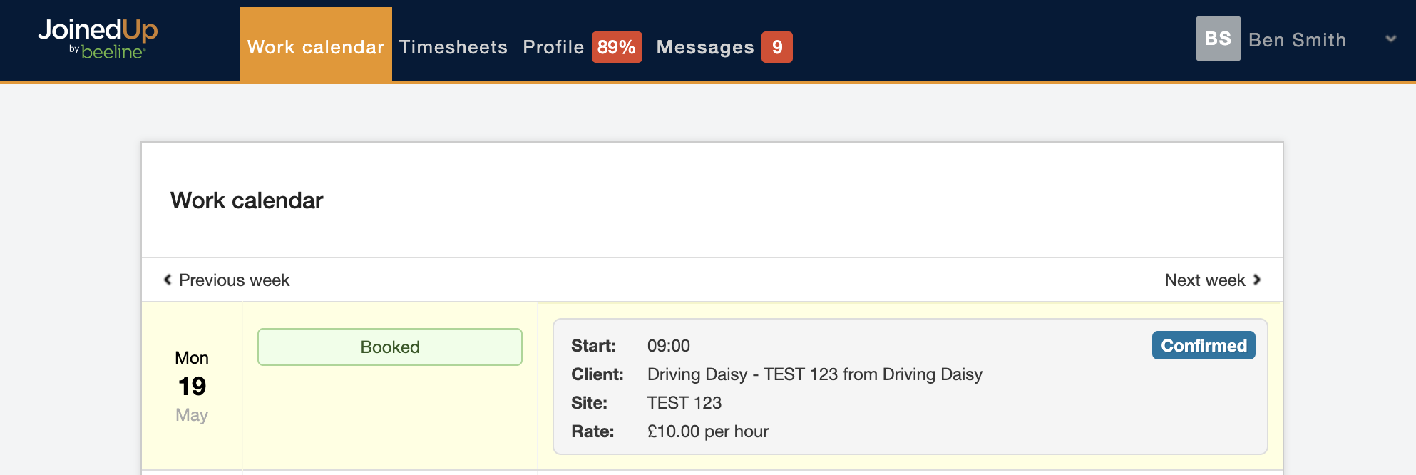 confirming a shift booked by your agency 5