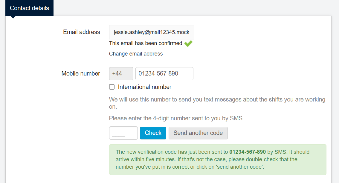 confirming your mobile number 5