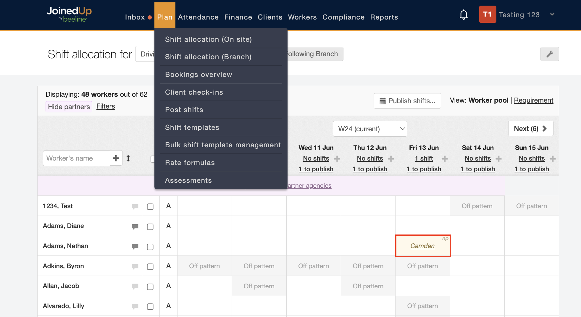 deallocate worker or cancel shift 0.5