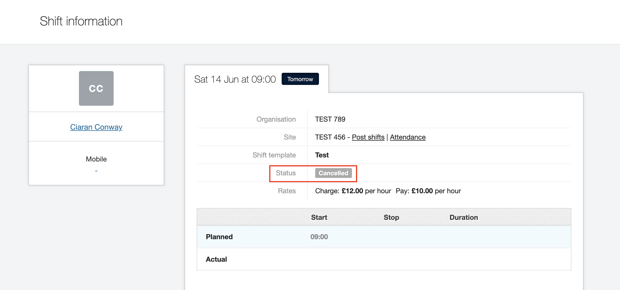 deallocate worker or cancel shift 5