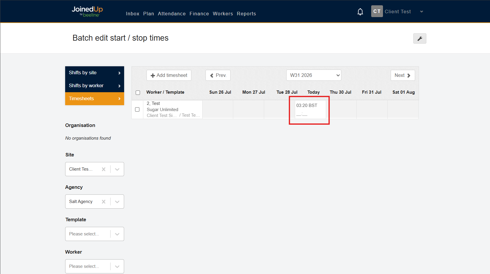 Editable start time field when actual start exists