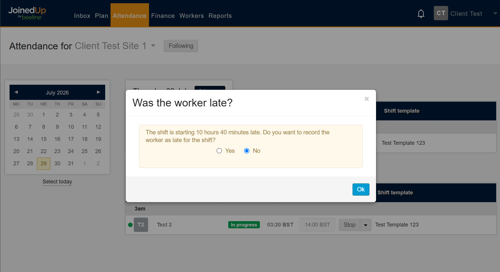 Record worker as late confirmation