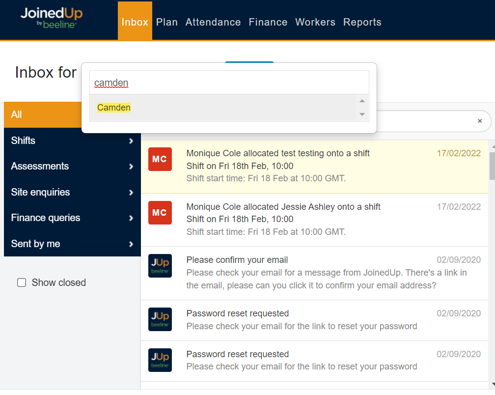 inbox following a site 1