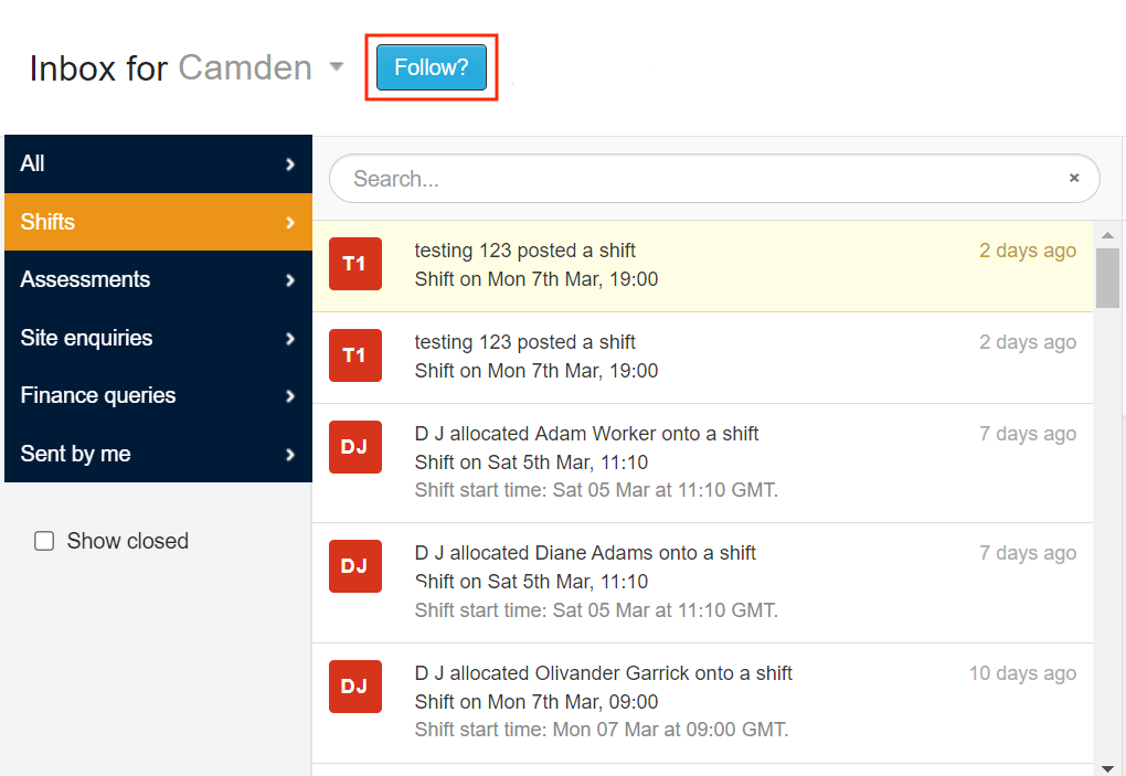 inbox following a site 2