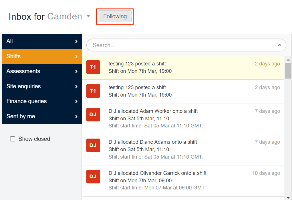 inbox following a site 3