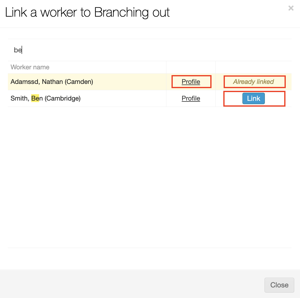 linking a worker to a branch 3