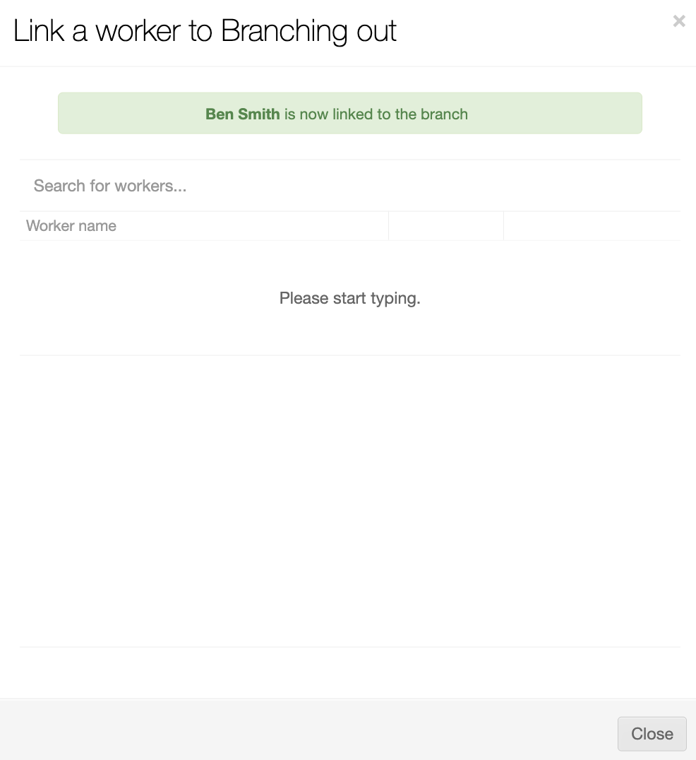 linking a worker to a branch 4