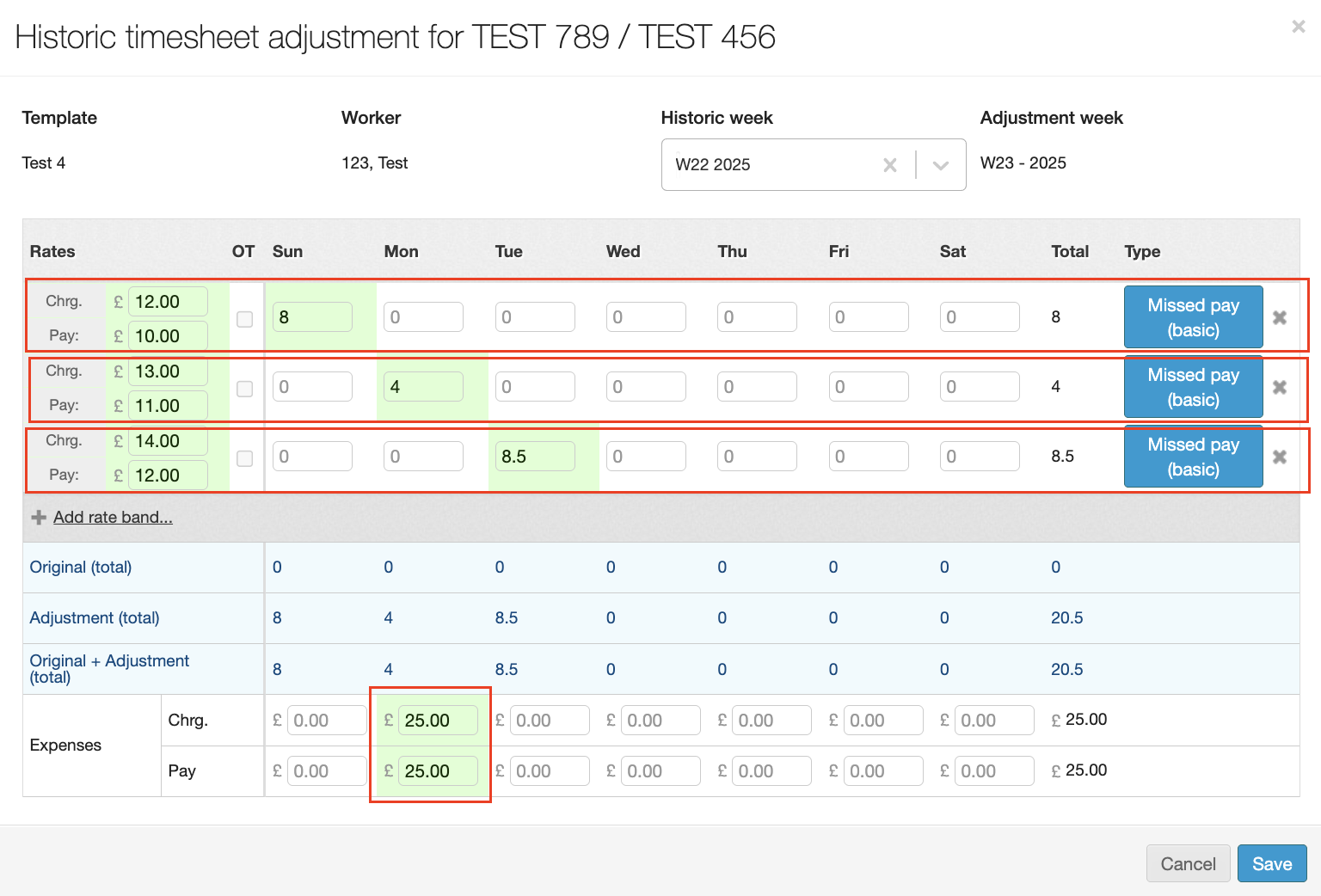 making historic adjustments to timesheets 4