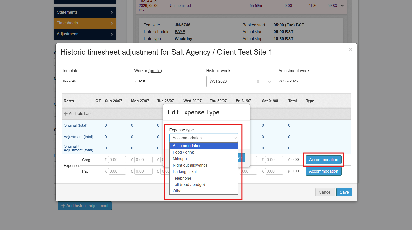 making historic adjustments to timesheets 8