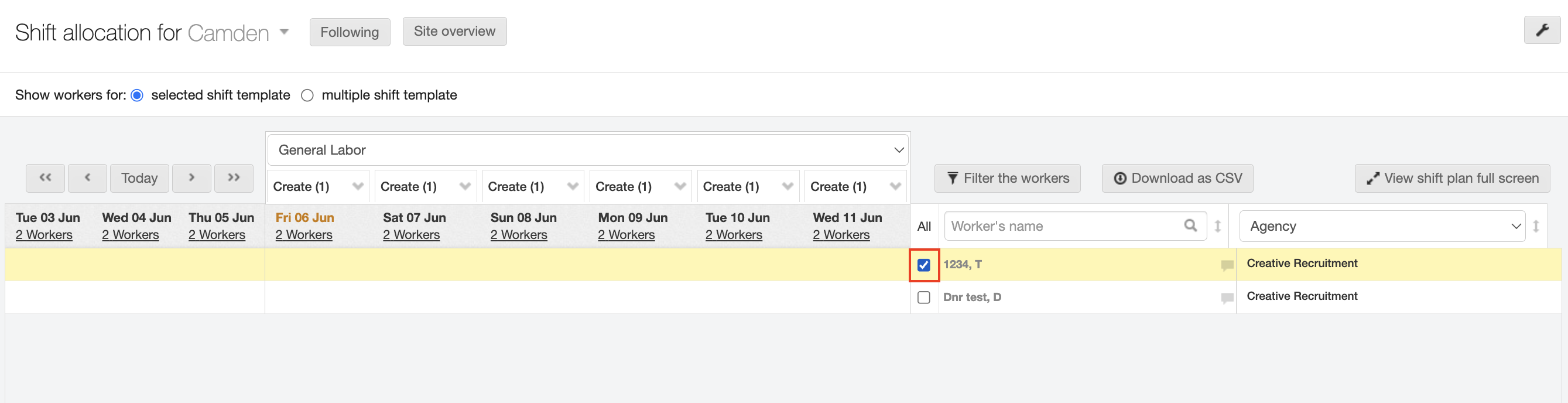 plan shifts for multiple workers 1