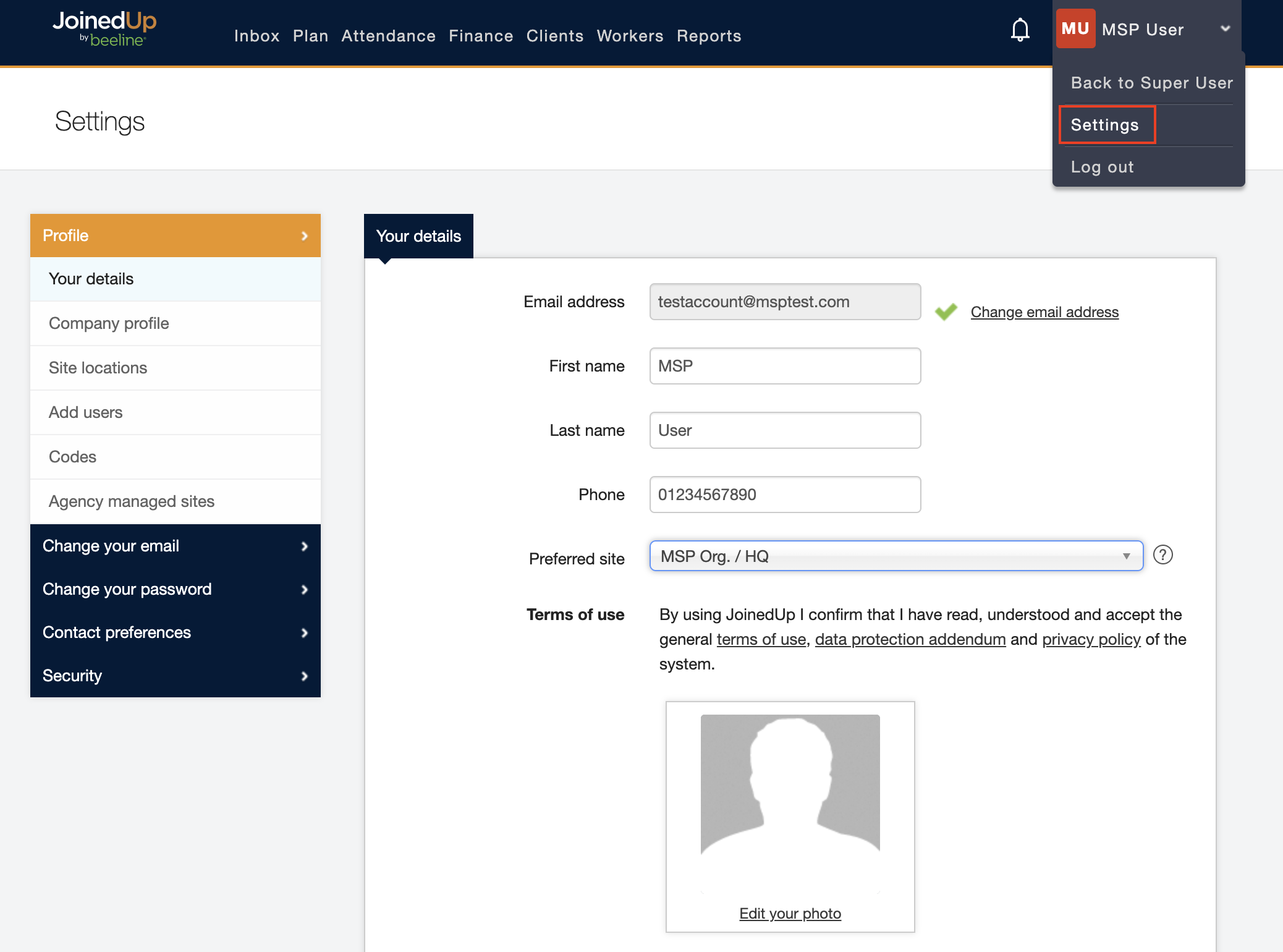 settings overview msp 1