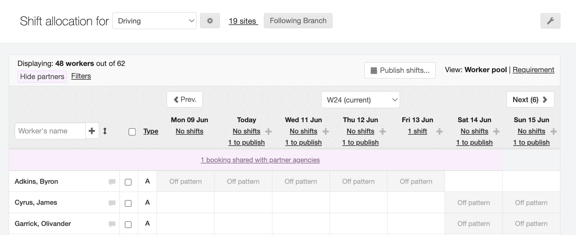 sharing shifts with a partner agency 6