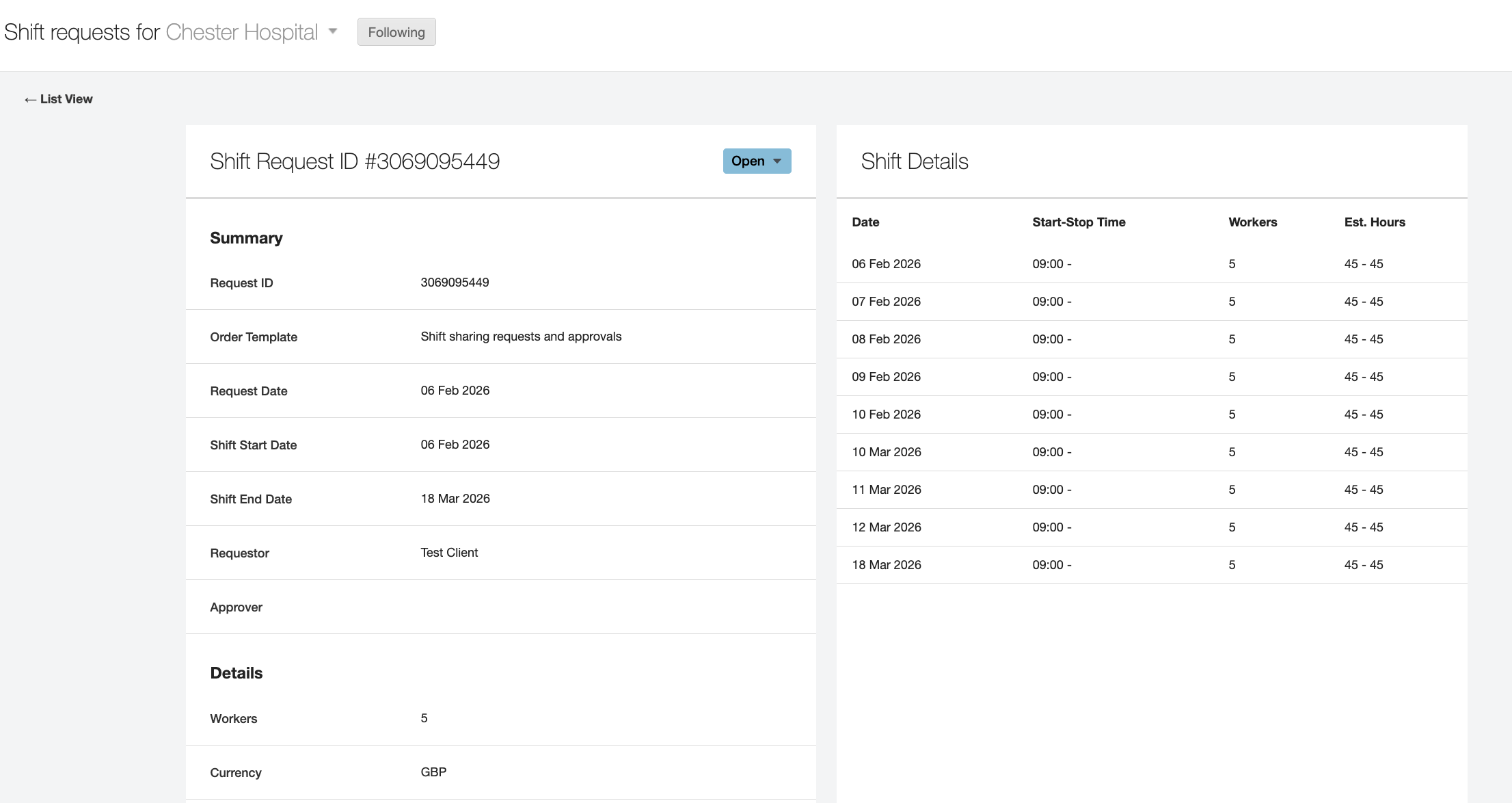 shift sharing requests approvals 11