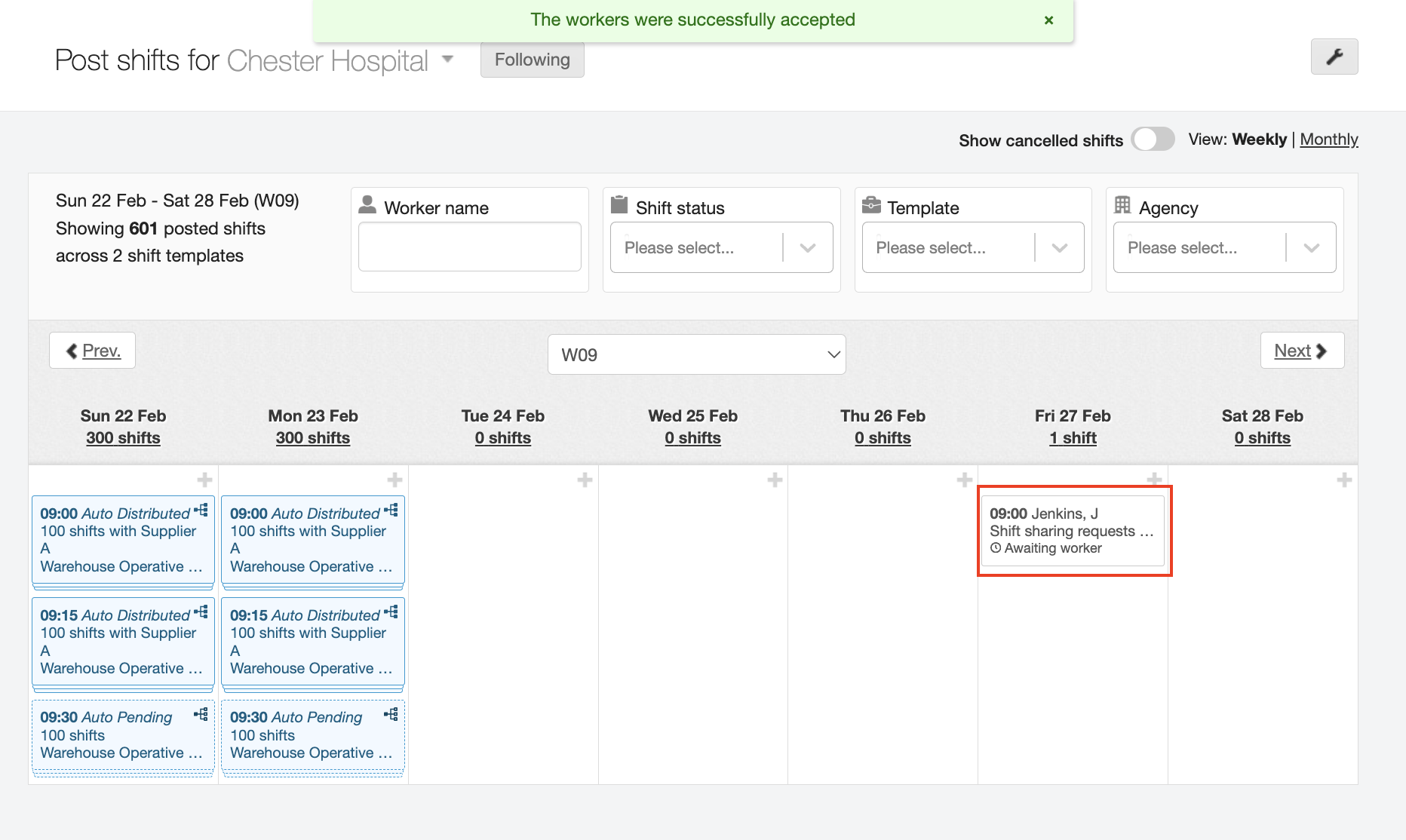 shift sharing requests approvals 15