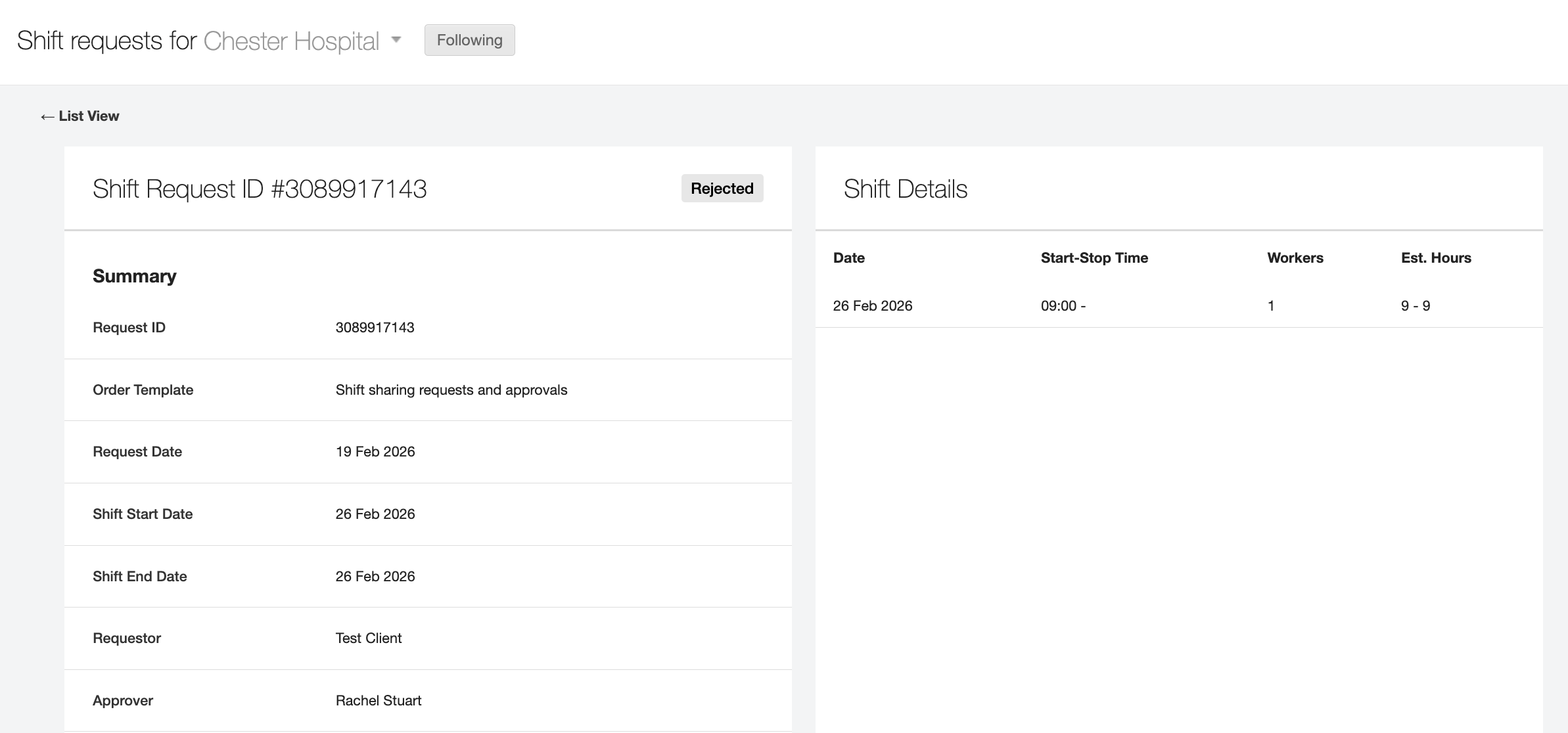 shift sharing requests approvals 16
