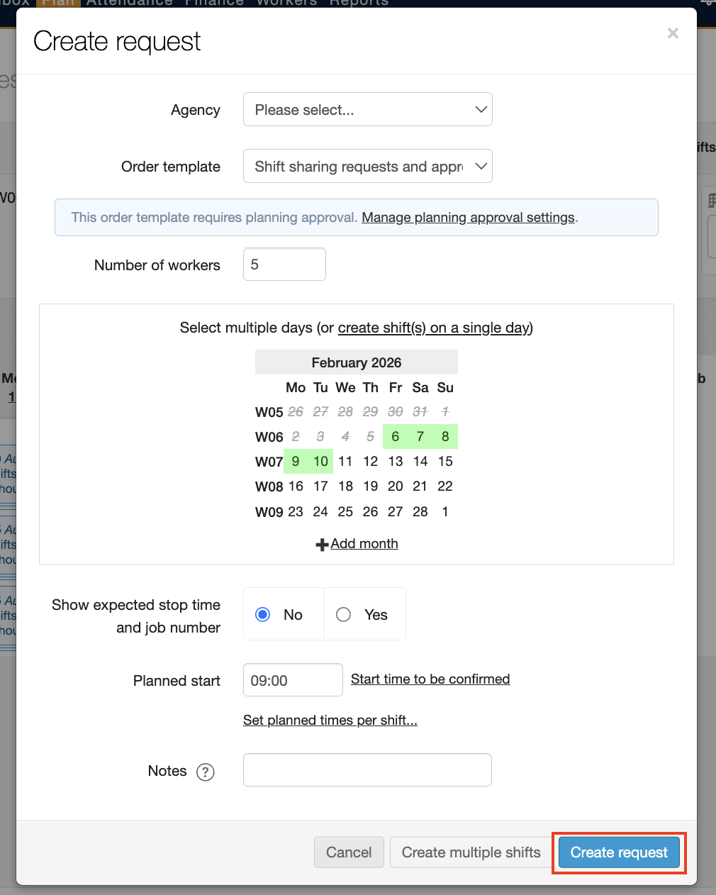 shift sharing requests approvals 9