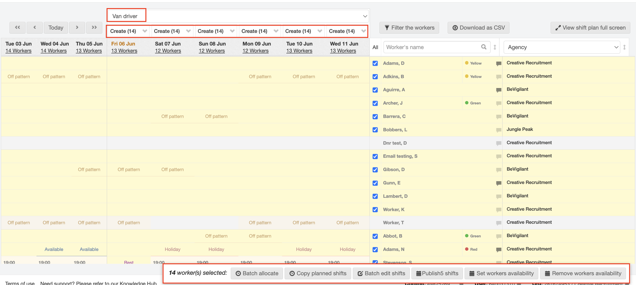 shifthopper menu shift allocation planning 2