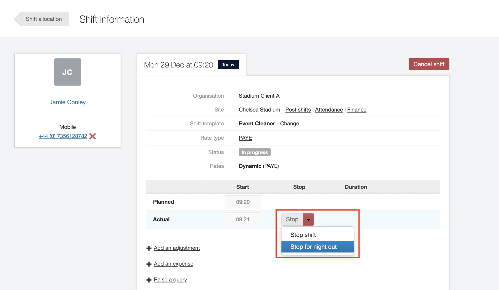 stopping shifts night out 3