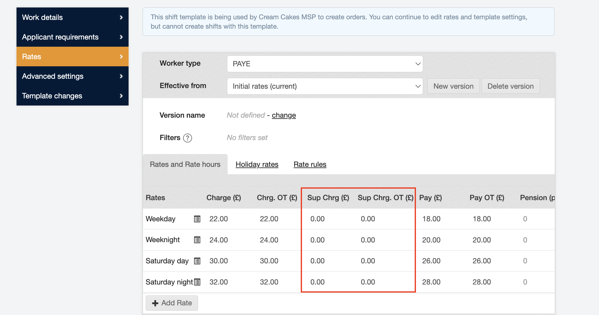 supplier charge rate 1