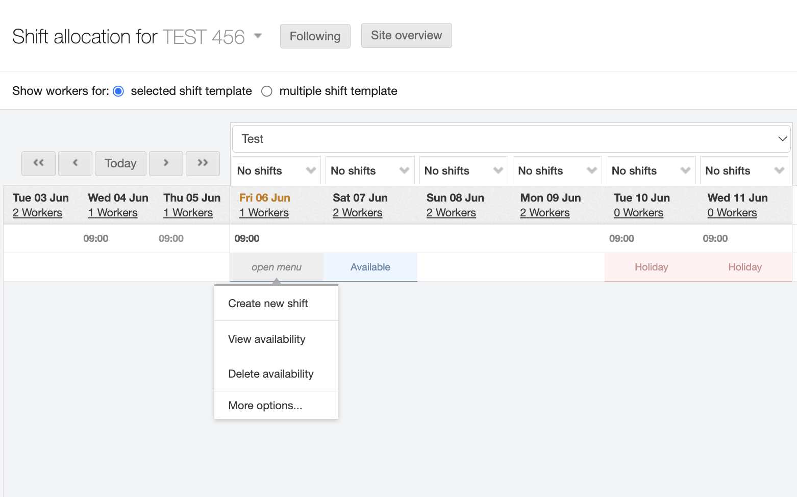 updating my workers availability 5
