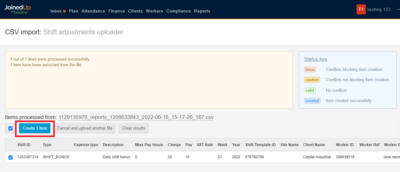 uploading shift adjustments 12