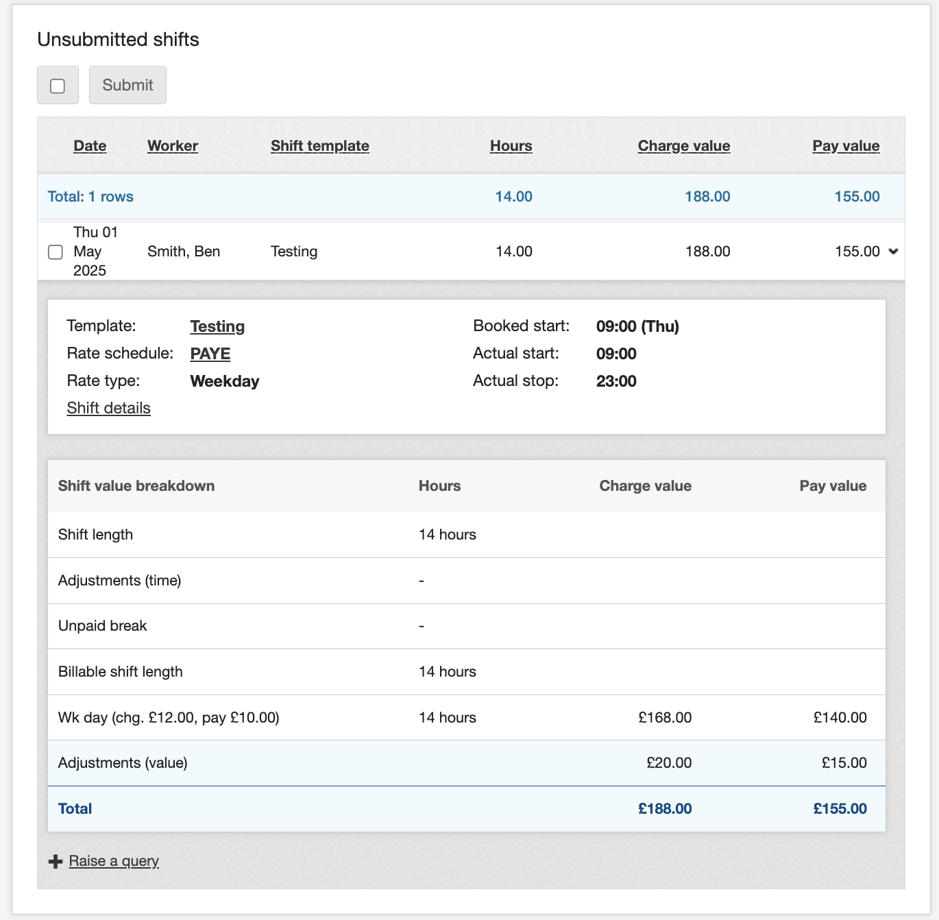 uploading shift adjustments 14