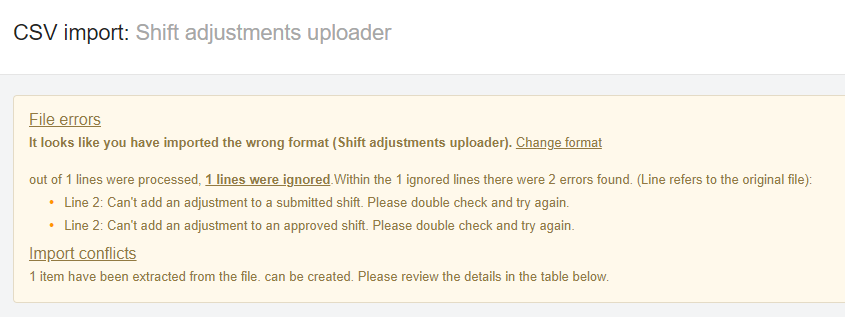 uploading shift adjustments 18