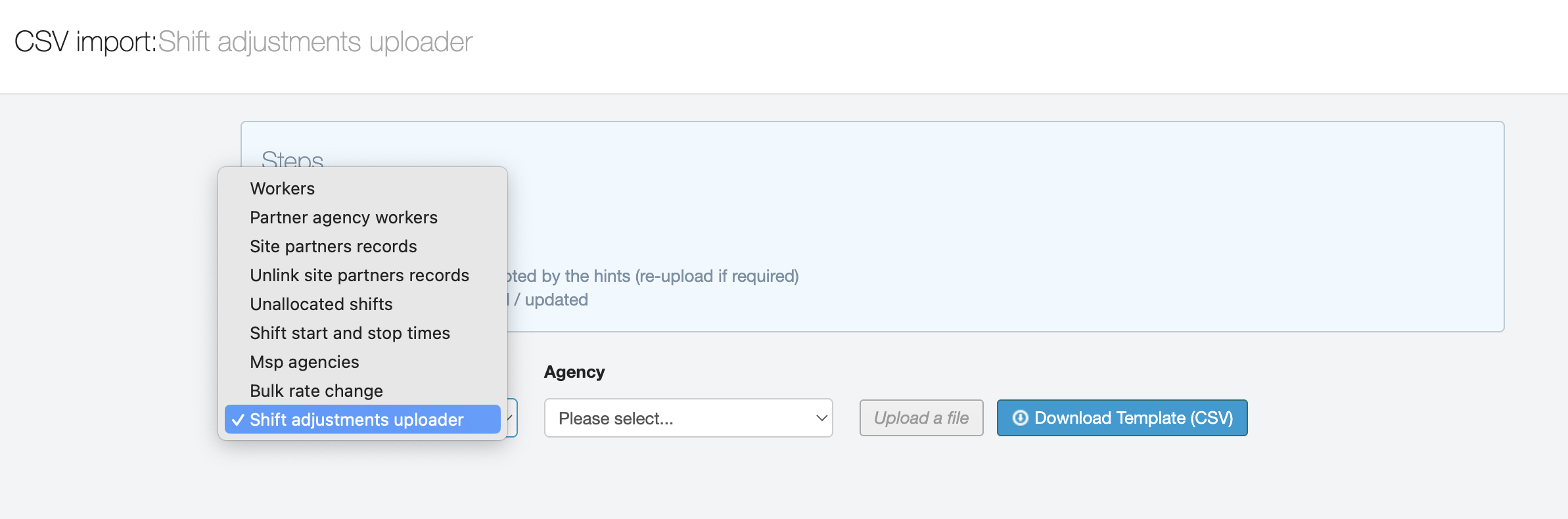 uploading shift adjustments 2