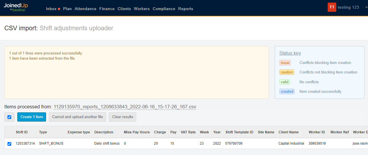 uploading shift adjustments 9